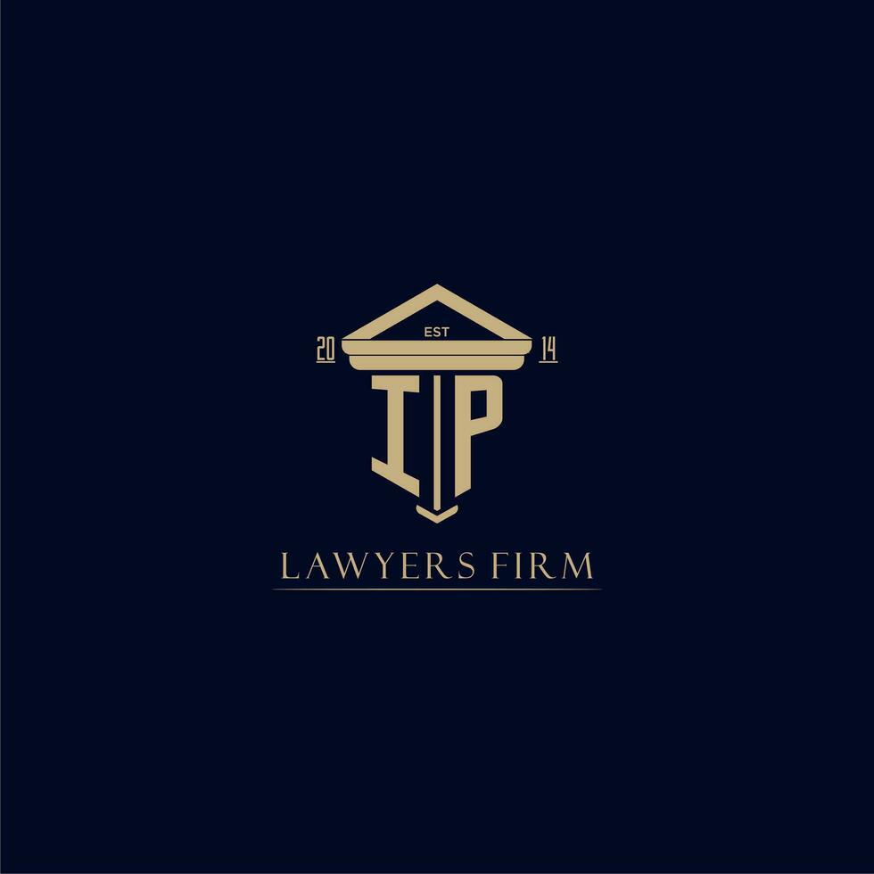 IP initial monogram lawfirm logo with pillar design vector