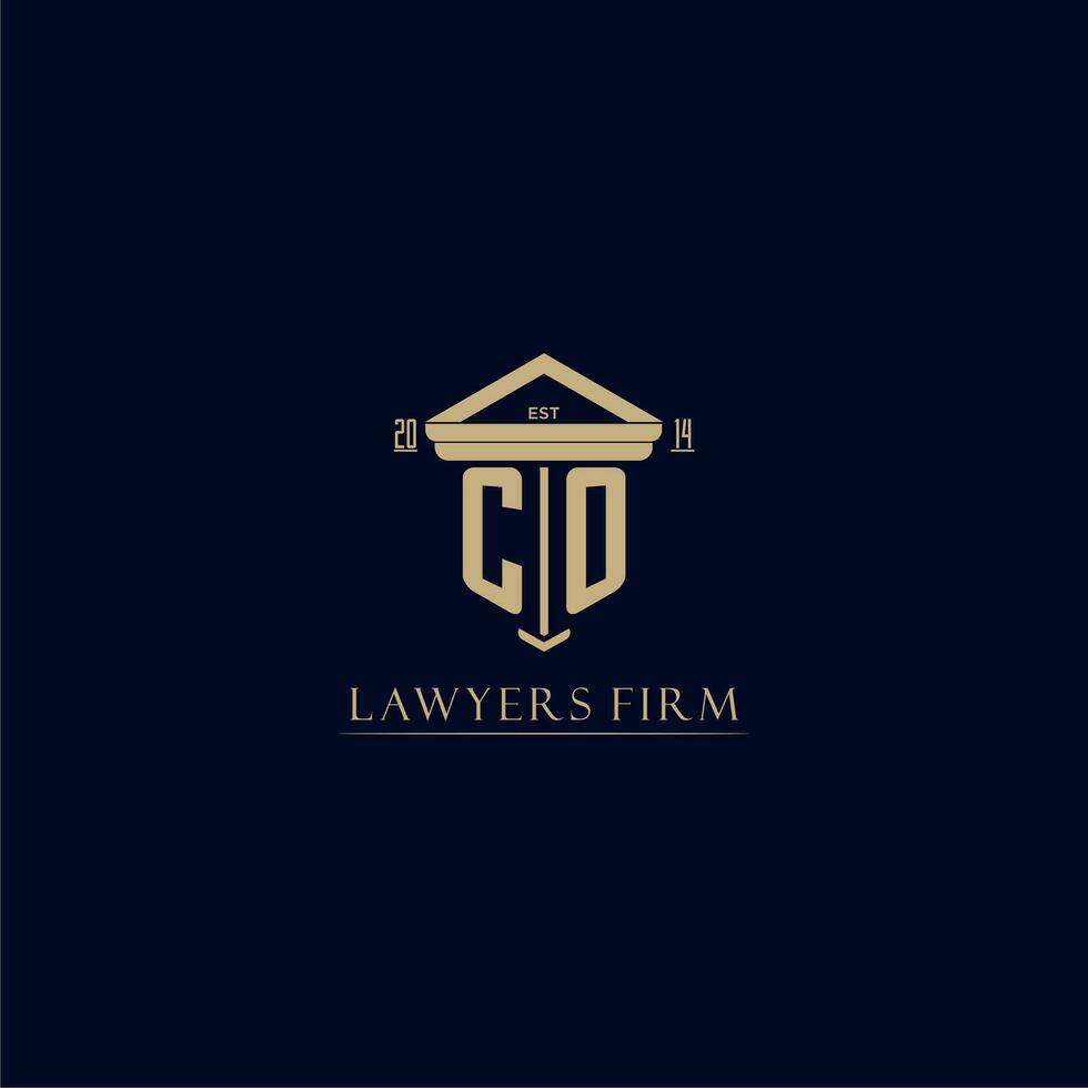 CO initial monogram lawfirm logo with pillar design vector