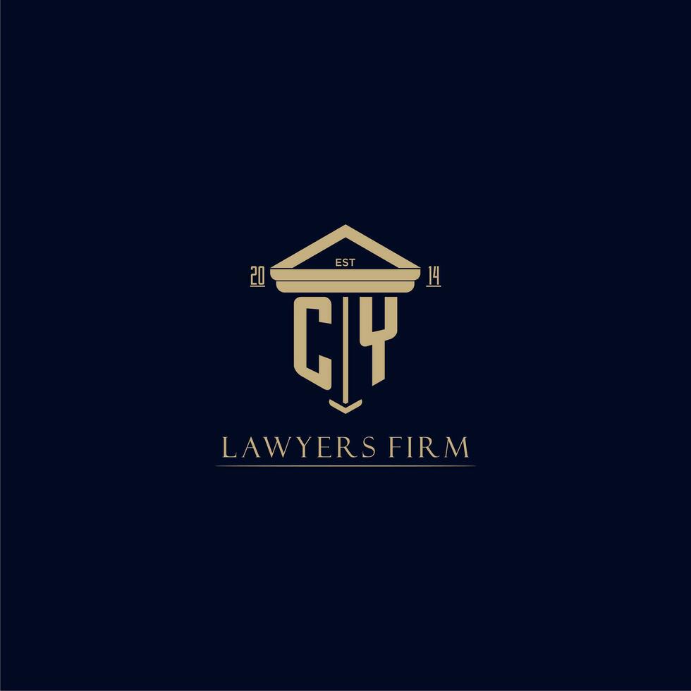 CY initial monogram lawfirm logo with pillar design vector