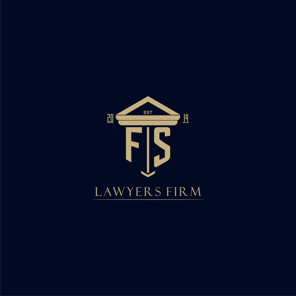 FS initial monogram lawfirm logo with pillar design vector
