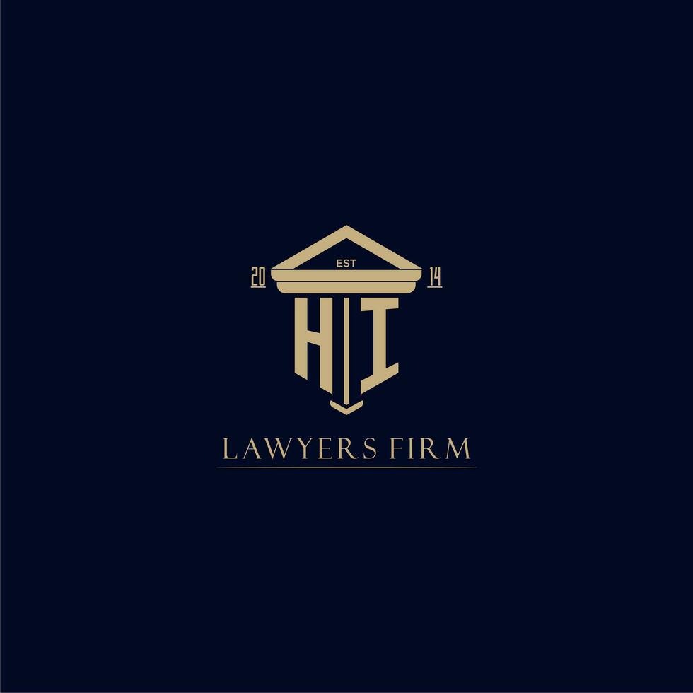 HI initial monogram lawfirm logo with pillar design vector