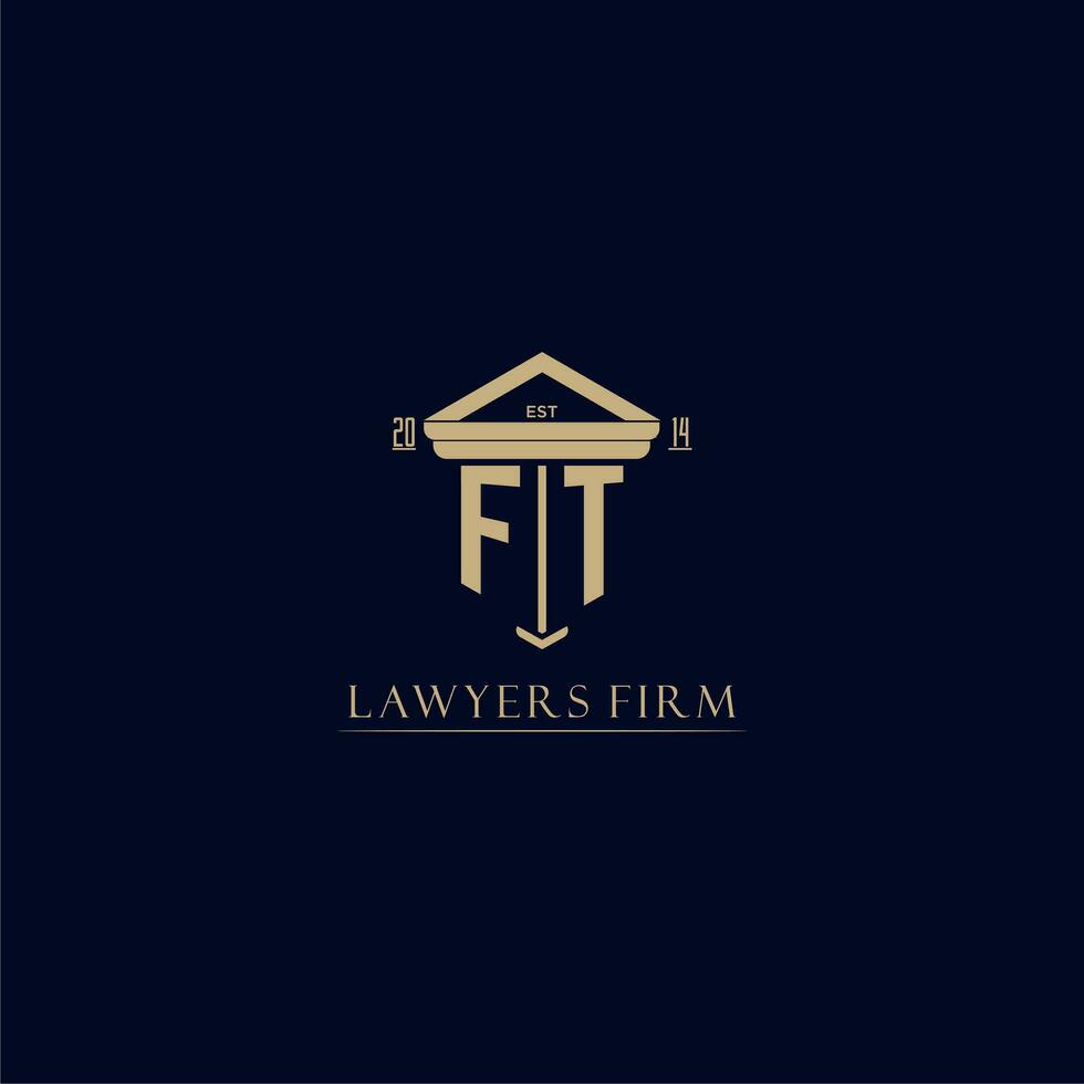FT initial monogram lawfirm logo with pillar design vector