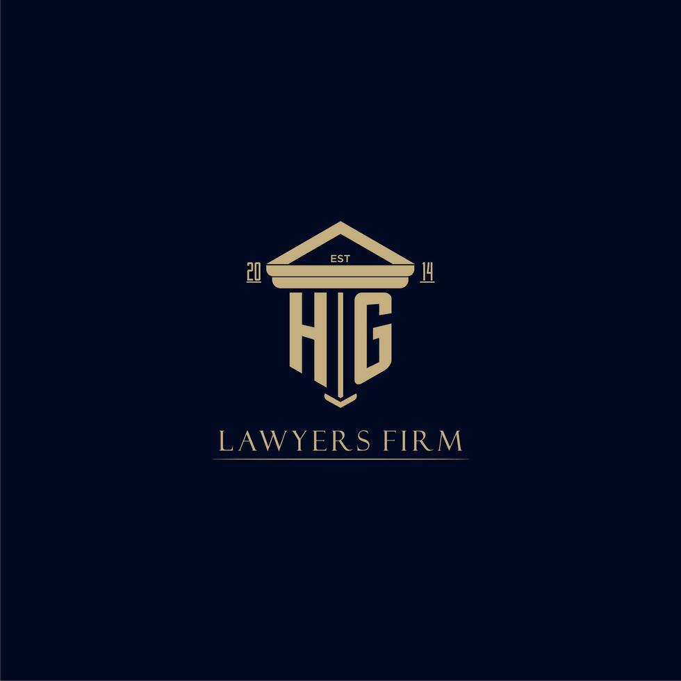 HG initial monogram lawfirm logo with pillar design vector