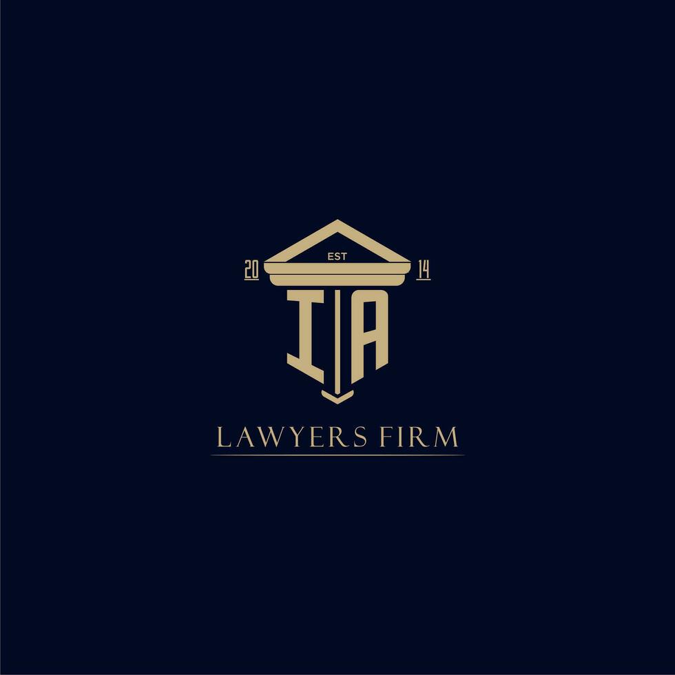 IA initial monogram lawfirm logo with pillar design vector