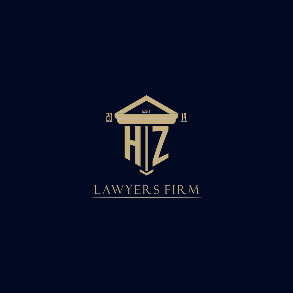 HZ initial monogram lawfirm logo with pillar design vector