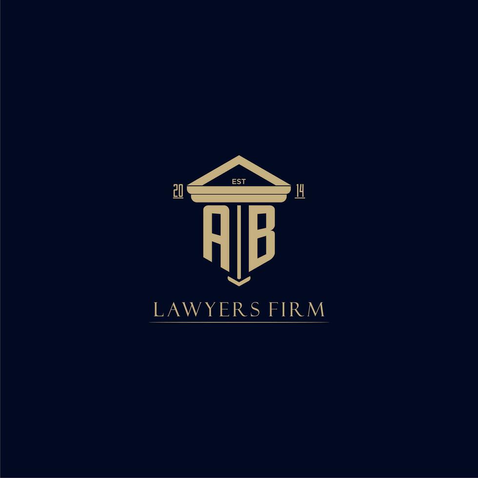 AB initial monogram lawfirm logo with pillar design vector