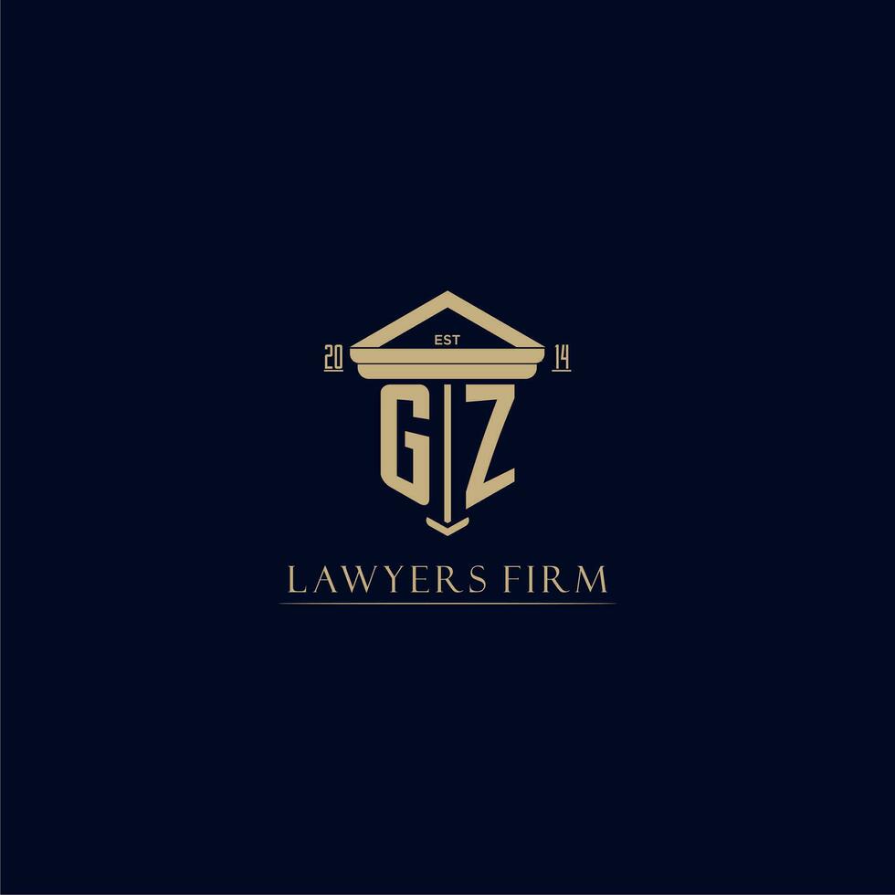 GZ initial monogram lawfirm logo with pillar design vector