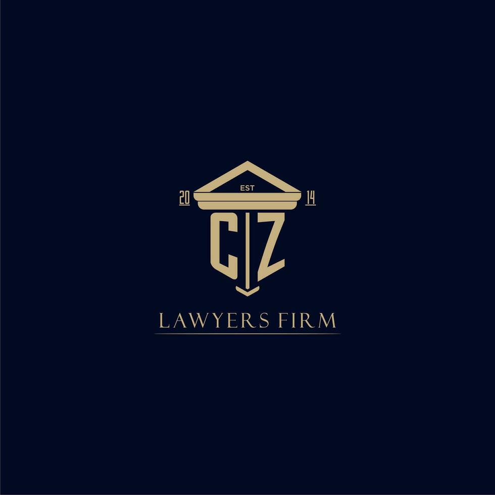 CZ initial monogram lawfirm logo with pillar design vector