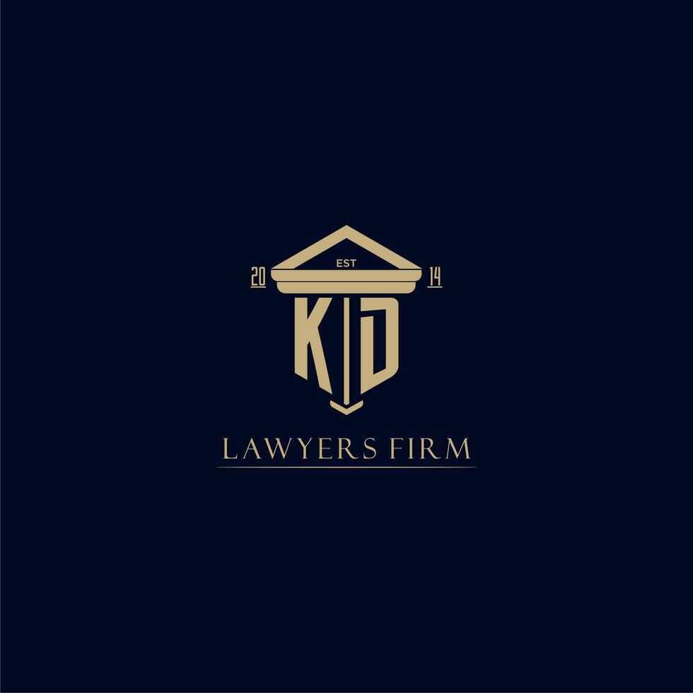 KD initial monogram lawfirm logo with pillar design vector