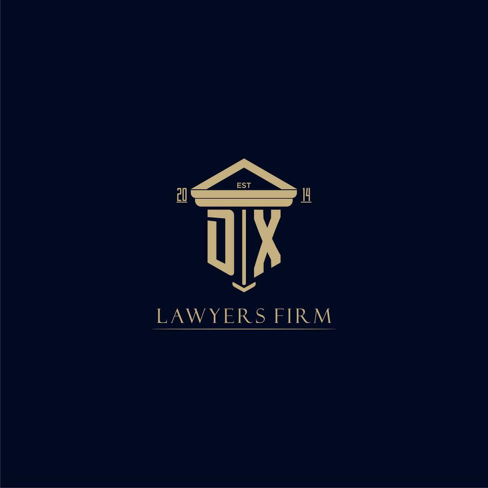 DX initial monogram lawfirm logo with pillar design vector