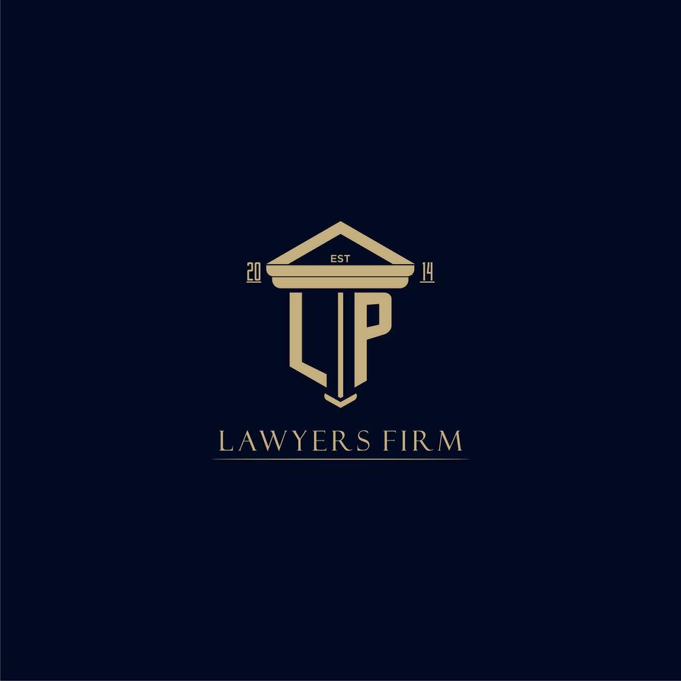 LP initial monogram lawfirm logo with pillar design vector