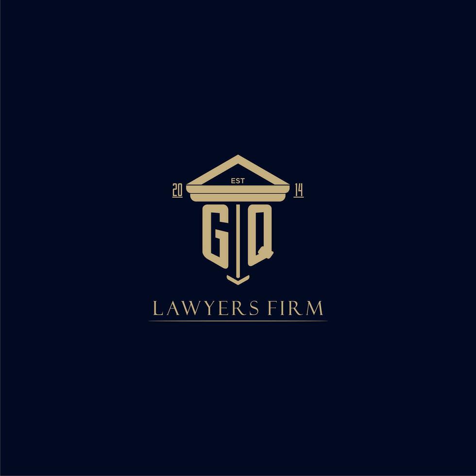 GQ initial monogram lawfirm logo with pillar design vector
