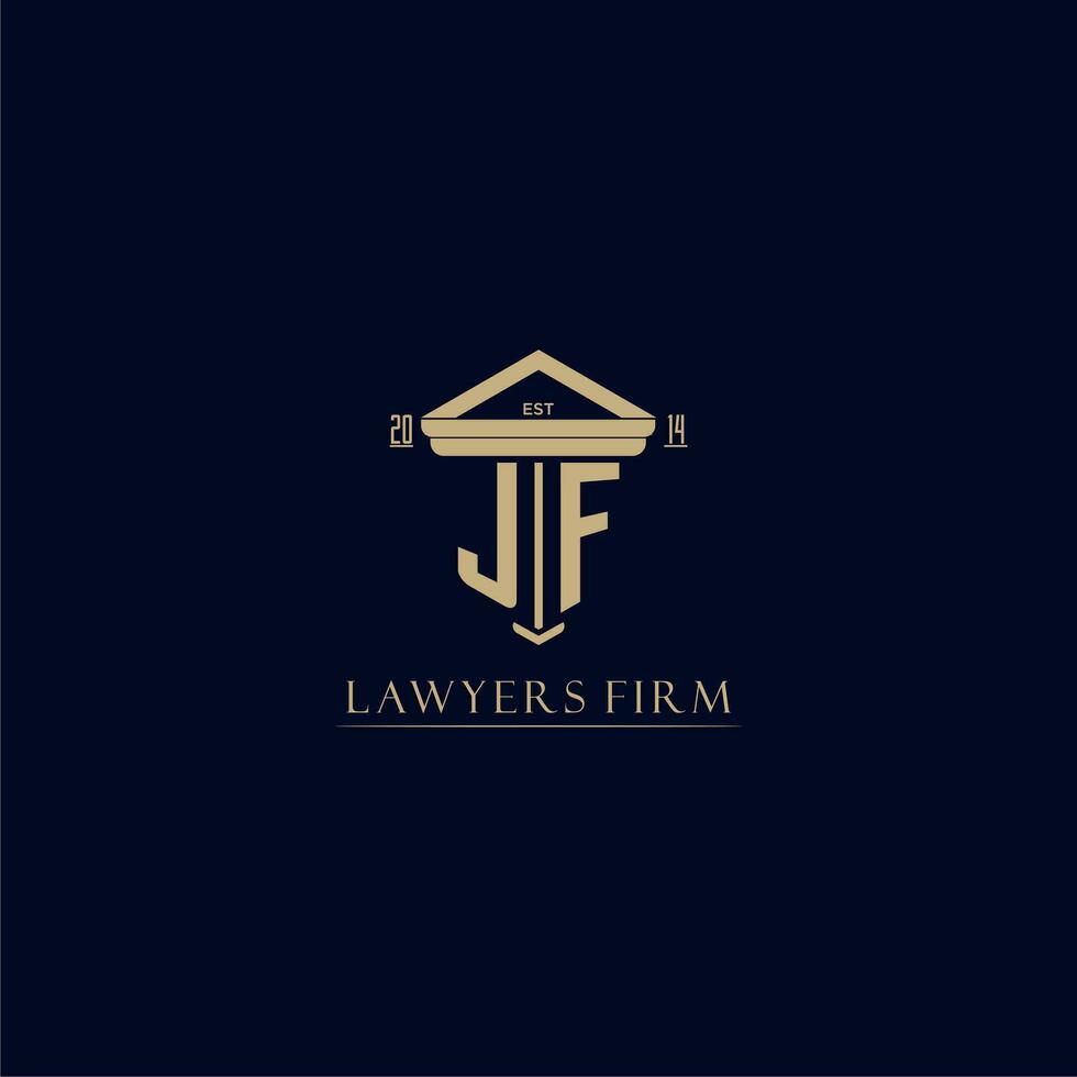 JF initial monogram lawfirm logo with pillar design vector