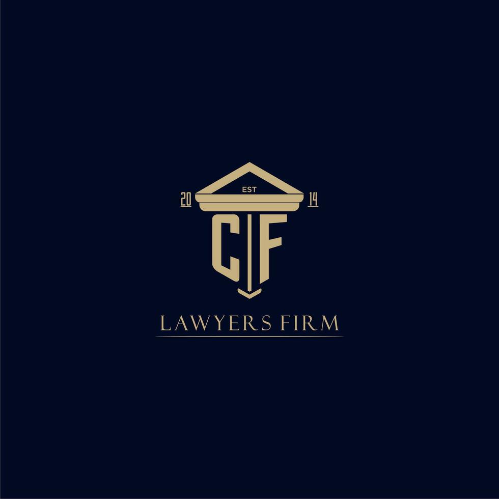 CF initial monogram lawfirm logo with pillar design vector