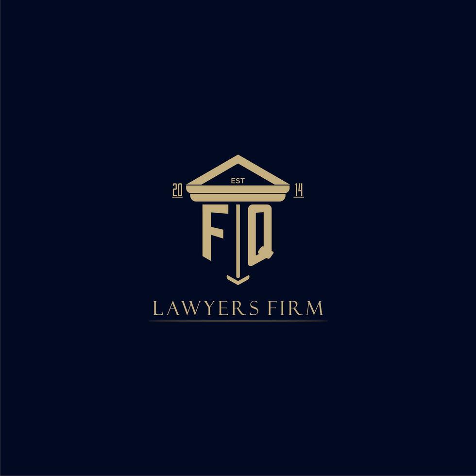 FQ initial monogram lawfirm logo with pillar design vector