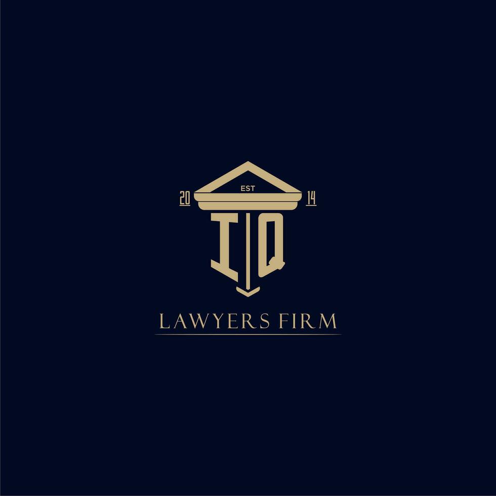 IQ initial monogram lawfirm logo with pillar design vector