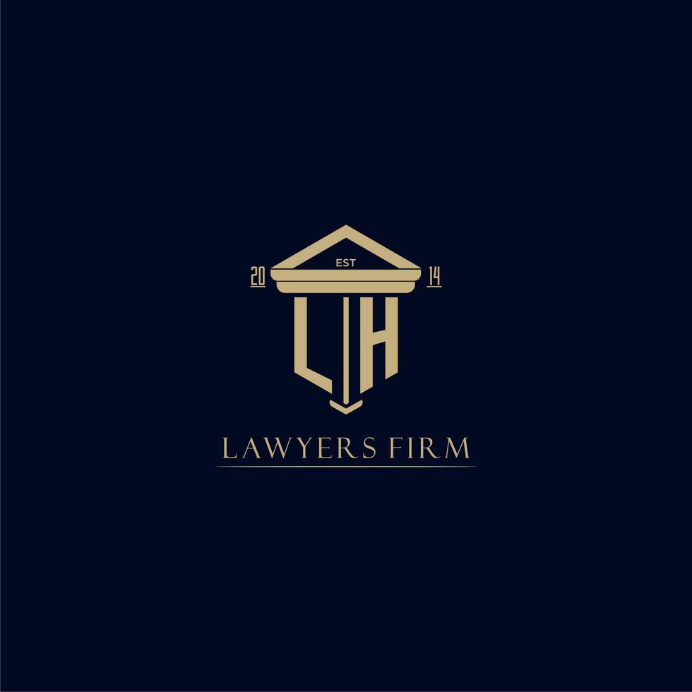 LH initial monogram lawfirm logo with pillar design vector