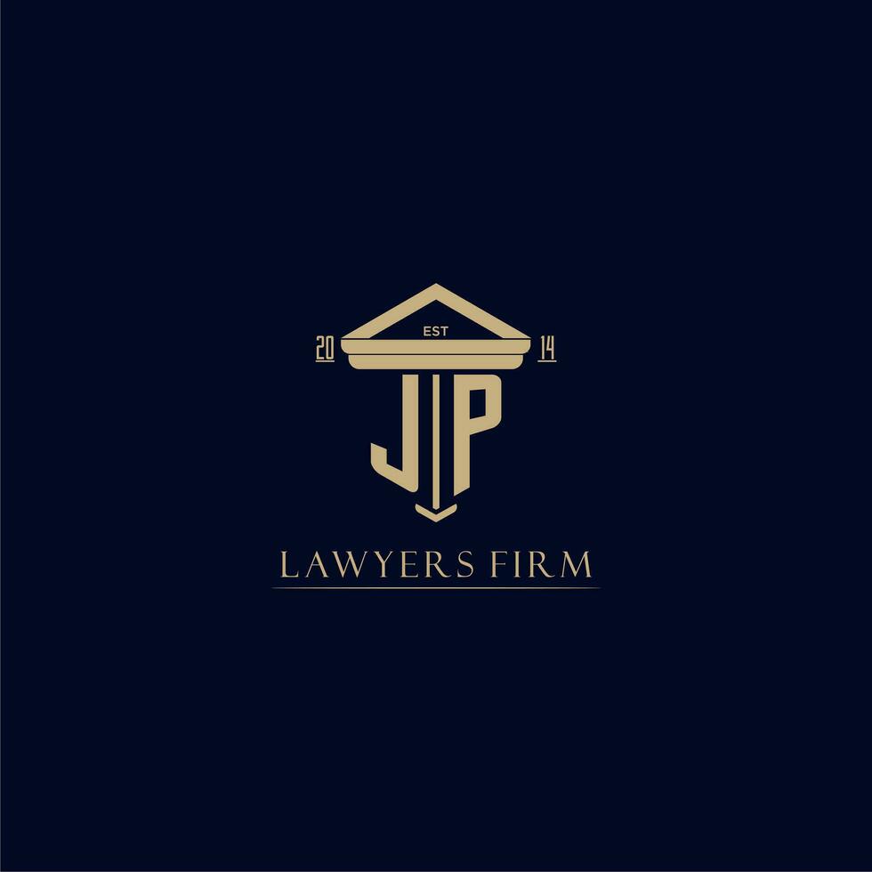 JP initial monogram lawfirm logo with pillar design vector