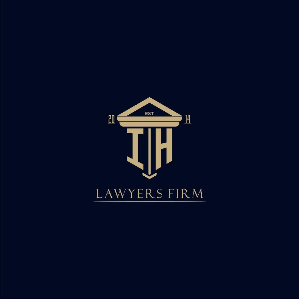 IH initial monogram lawfirm logo with pillar design vector