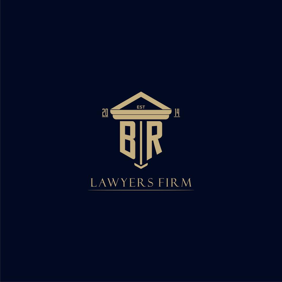 BR initial monogram lawfirm logo with pillar design vector