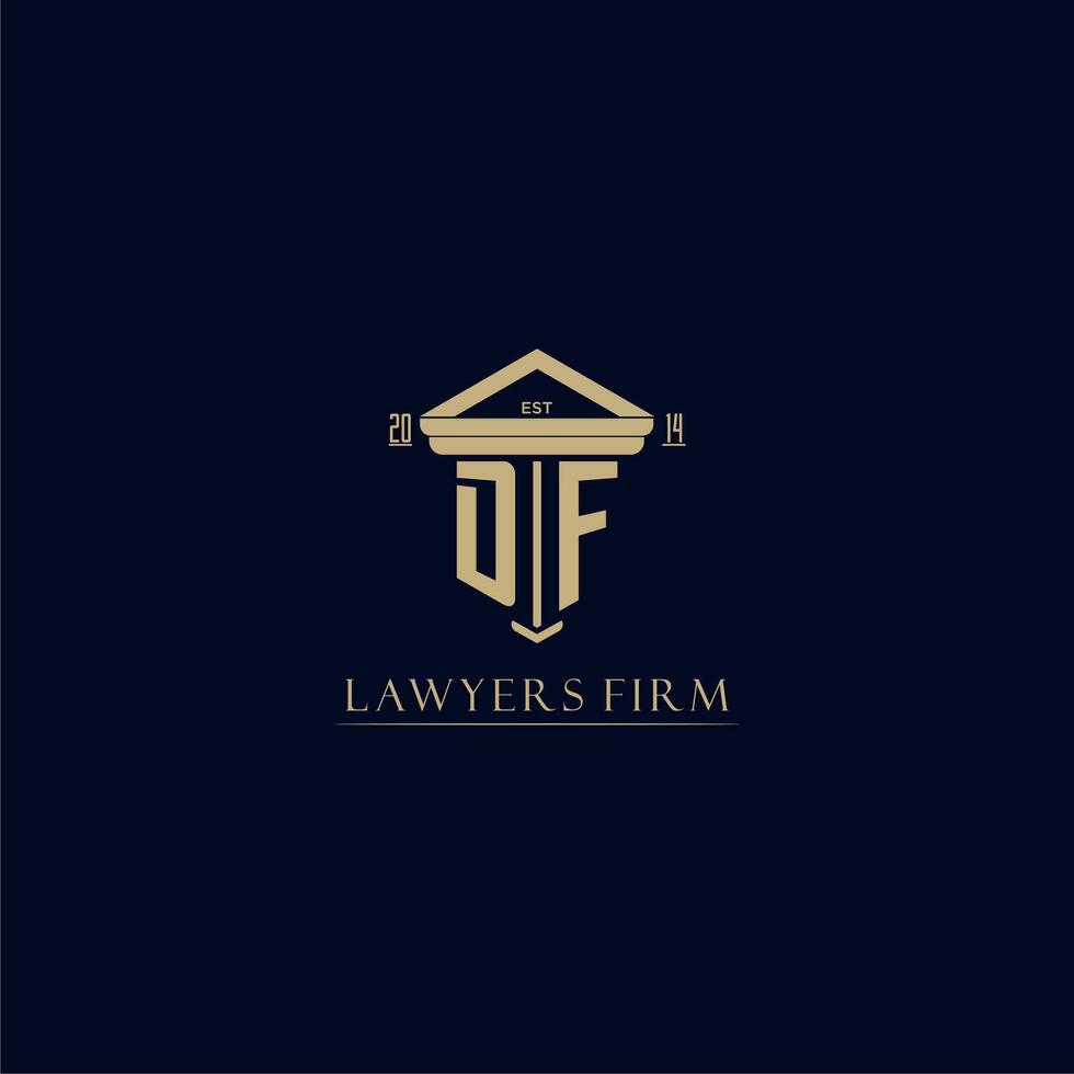 DF initial monogram lawfirm logo with pillar design vector