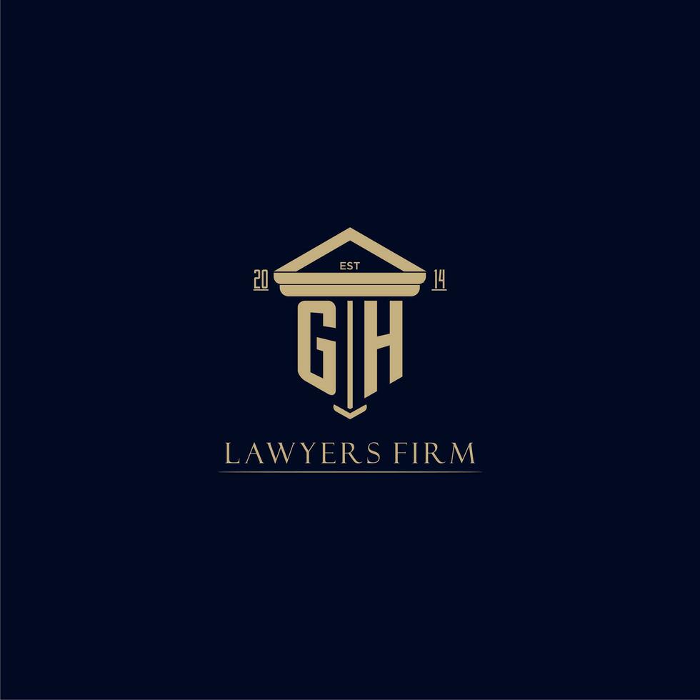 GH initial monogram lawfirm logo with pillar design vector