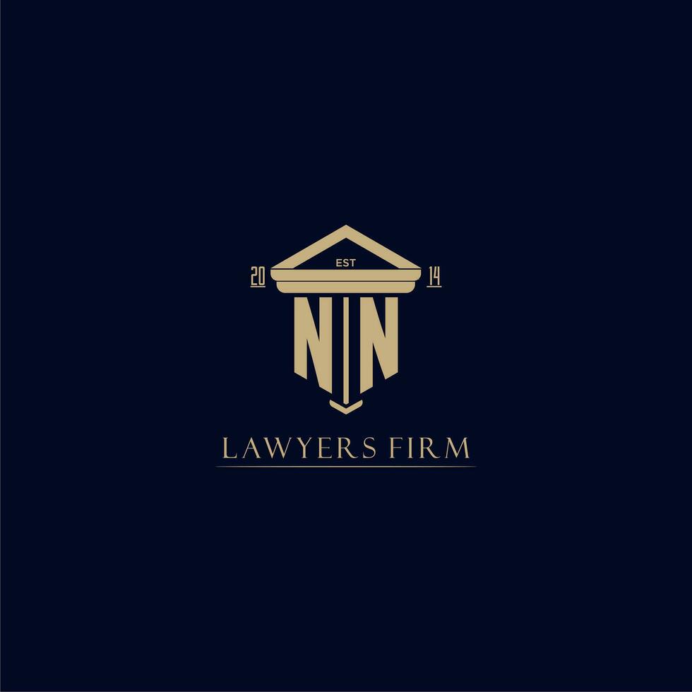 NN initial monogram lawfirm logo with pillar design vector