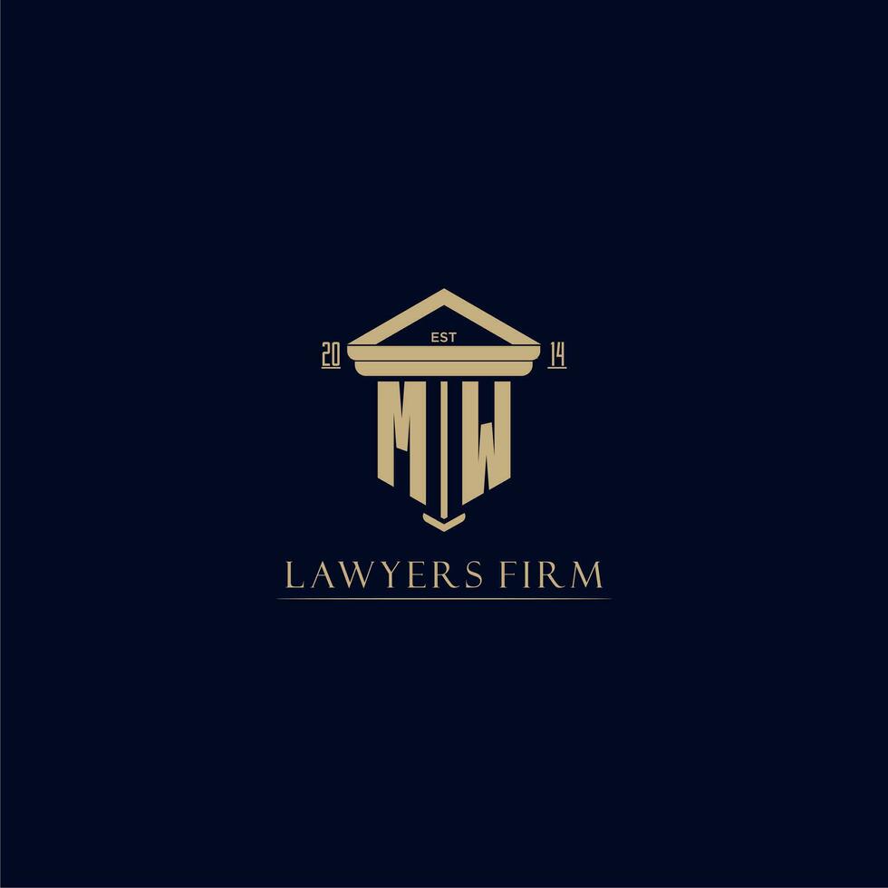 MW initial monogram lawfirm logo with pillar design vector