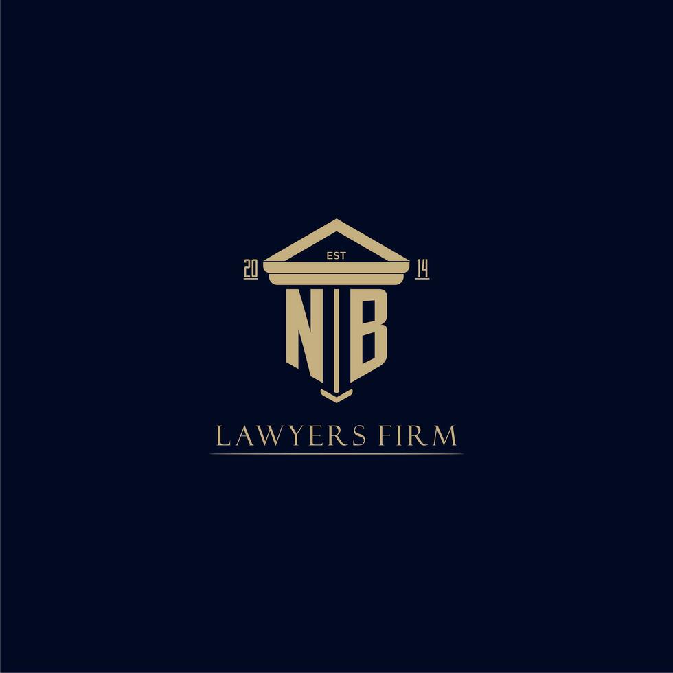 NB initial monogram lawfirm logo with pillar design vector