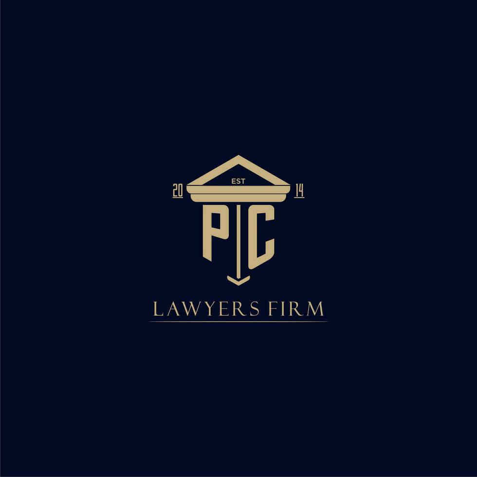 PC initial monogram lawfirm logo with pillar design vector