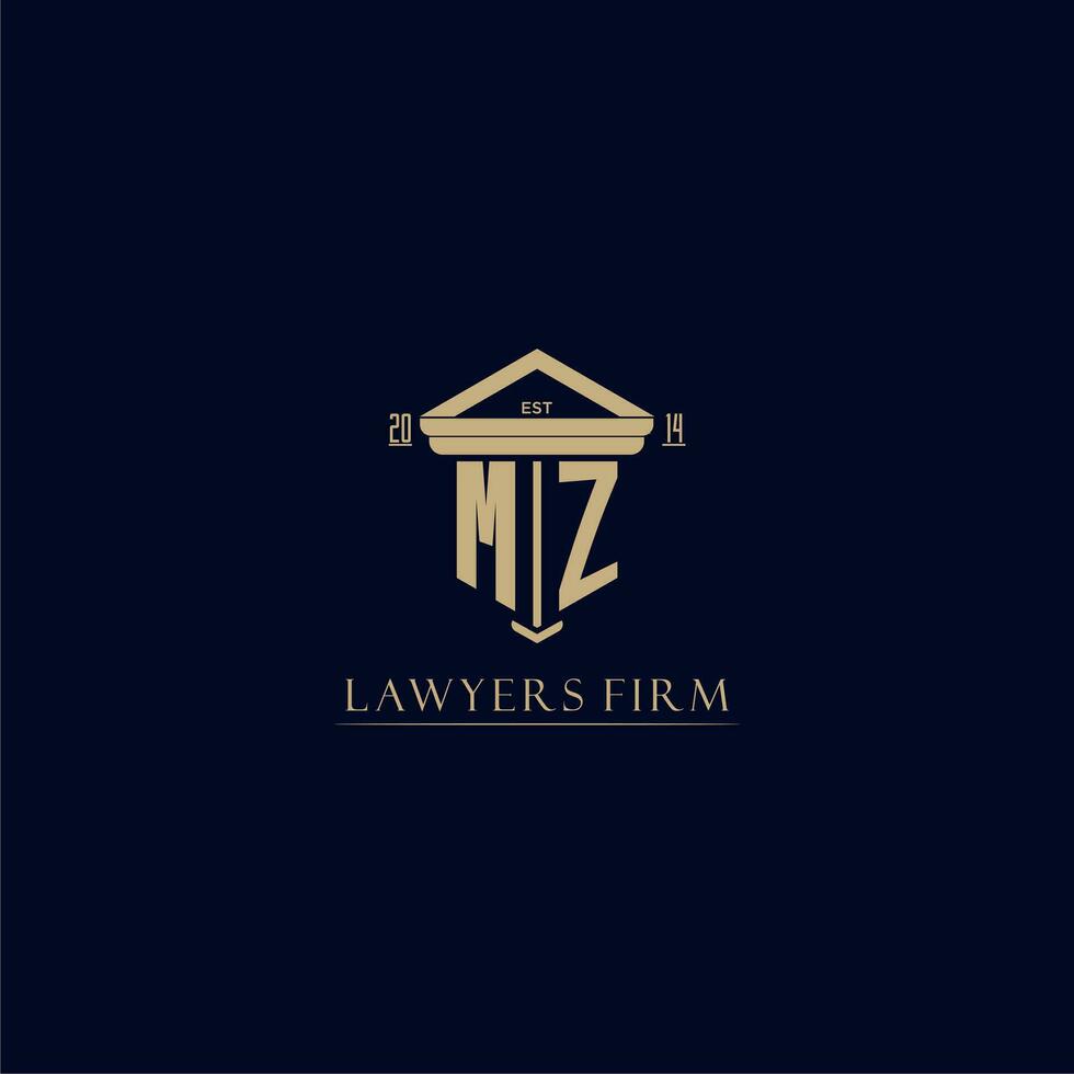 MZ initial monogram lawfirm logo with pillar design vector