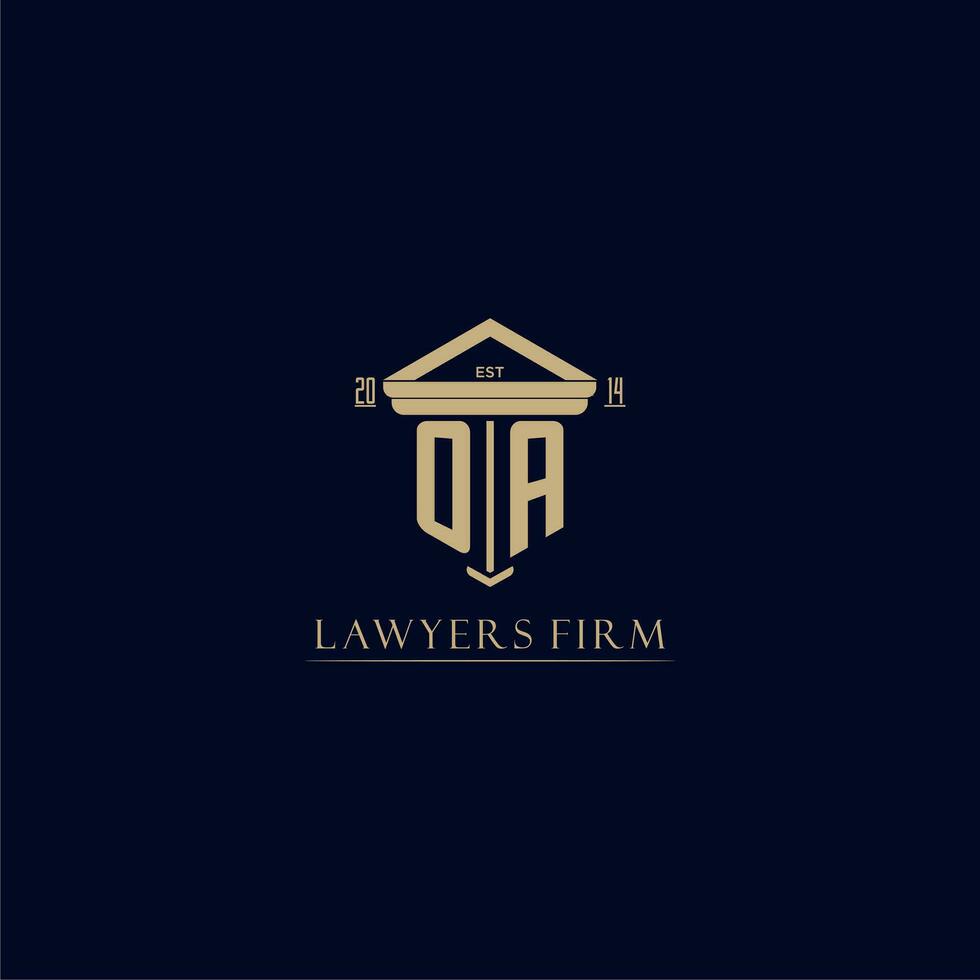 OA initial monogram lawfirm logo with pillar design vector