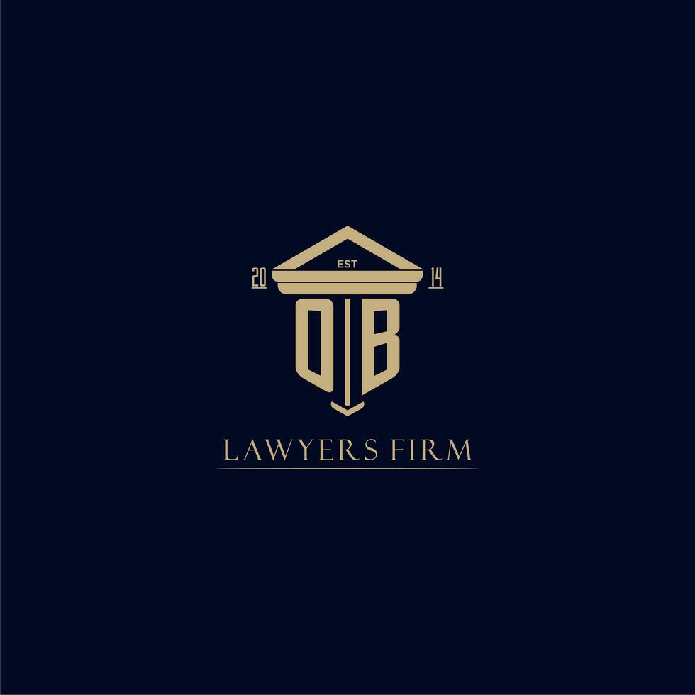 OB initial monogram lawfirm logo with pillar design vector