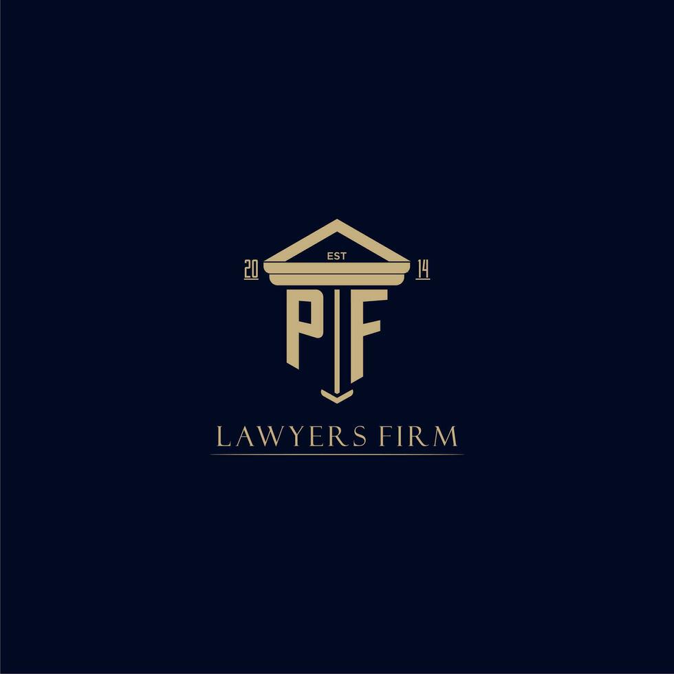 PF initial monogram lawfirm logo with pillar design vector