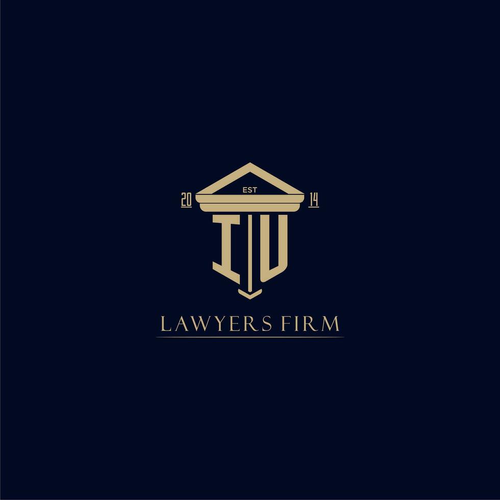 IU initial monogram lawfirm logo with pillar design vector