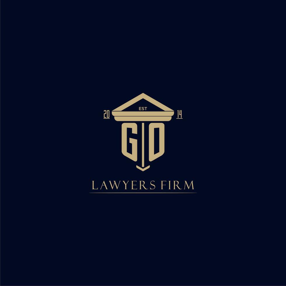 GO initial monogram lawfirm logo with pillar design vector