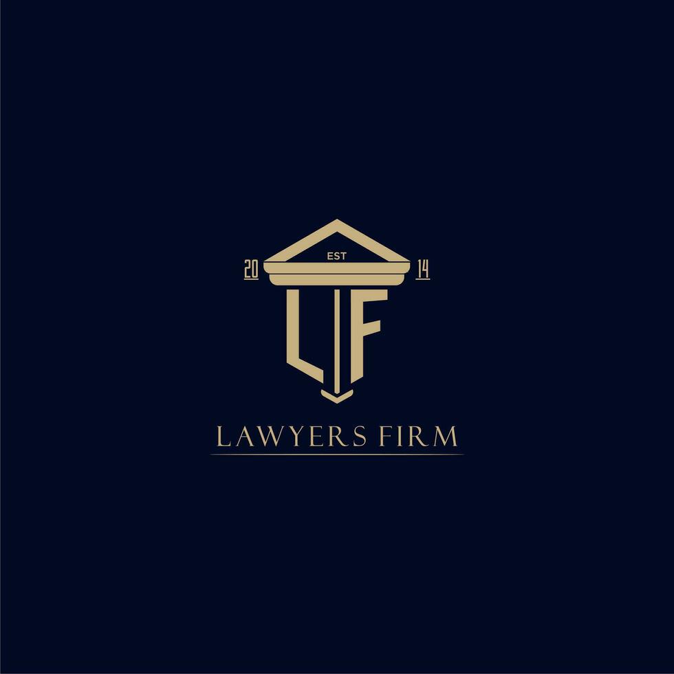 LF initial monogram lawfirm logo with pillar design vector