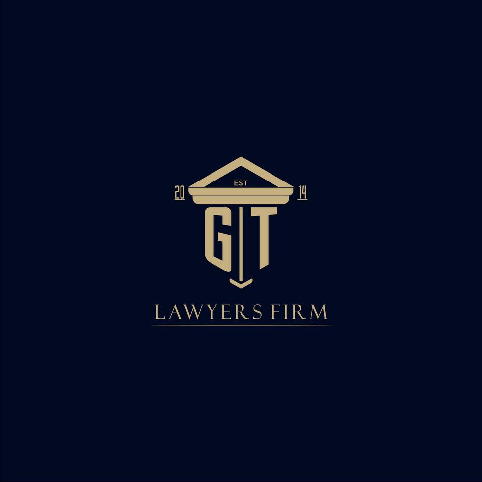 GT initial monogram lawfirm logo with pillar design vector