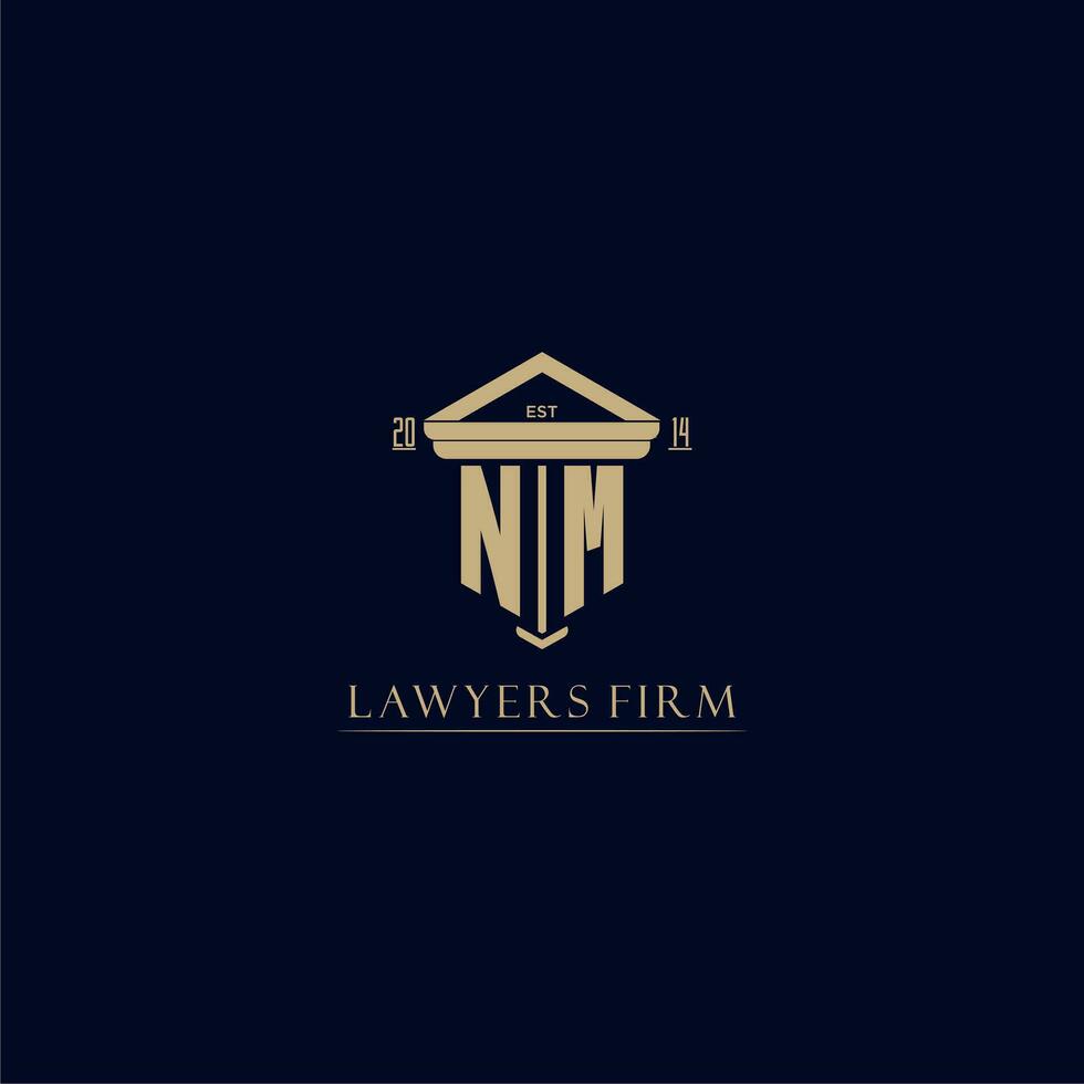 NM initial monogram lawfirm logo with pillar design vector