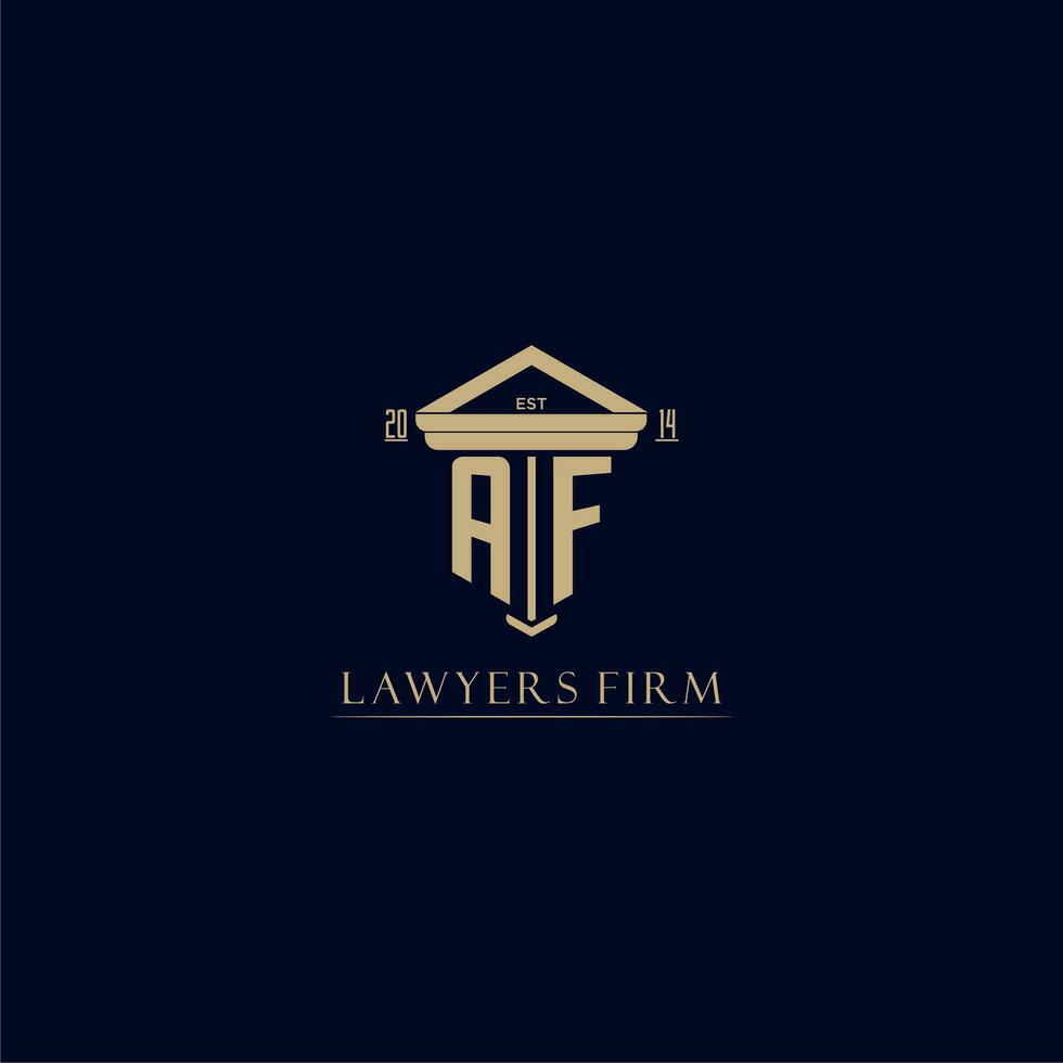 AF initial monogram lawfirm logo with pillar design vector