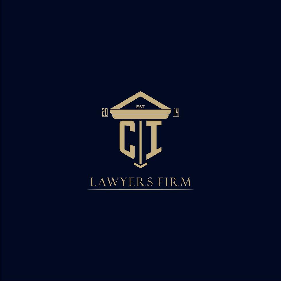 CI initial monogram lawfirm logo with pillar design vector