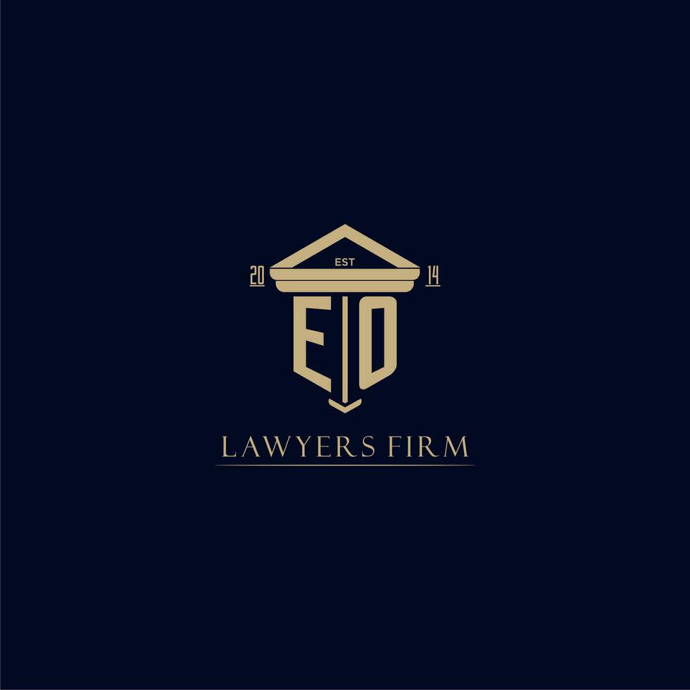 EO initial monogram lawfirm logo with pillar design vector