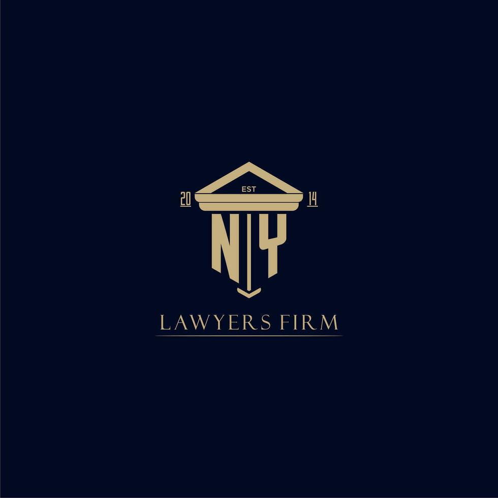 NY initial monogram lawfirm logo with pillar design vector