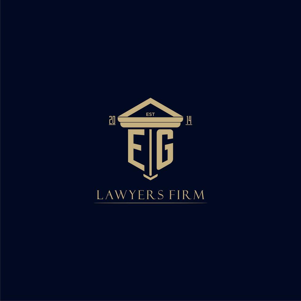 EG initial monogram lawfirm logo with pillar design vector