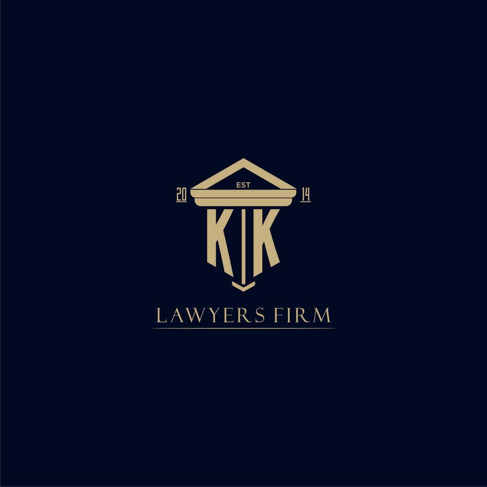 KK initial monogram lawfirm logo with pillar design vector