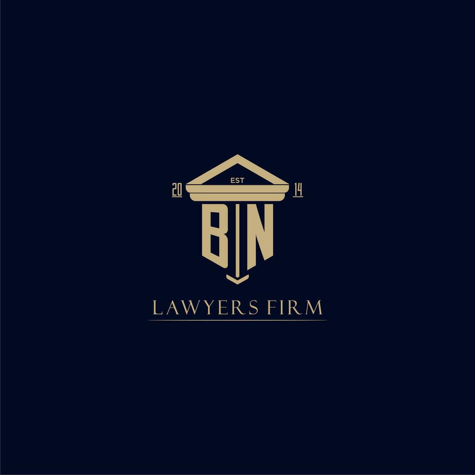 BN initial monogram lawfirm logo with pillar design vector