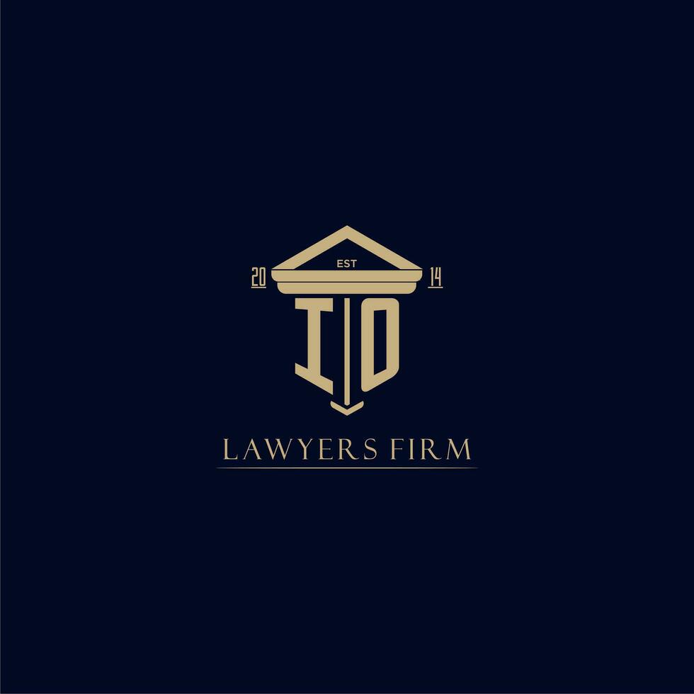 IO initial monogram lawfirm logo with pillar design vector