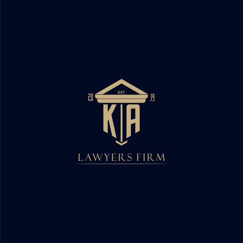 KA initial monogram lawfirm logo with pillar design vector