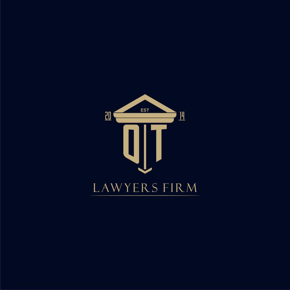 OT initial monogram lawfirm logo with pillar design vector