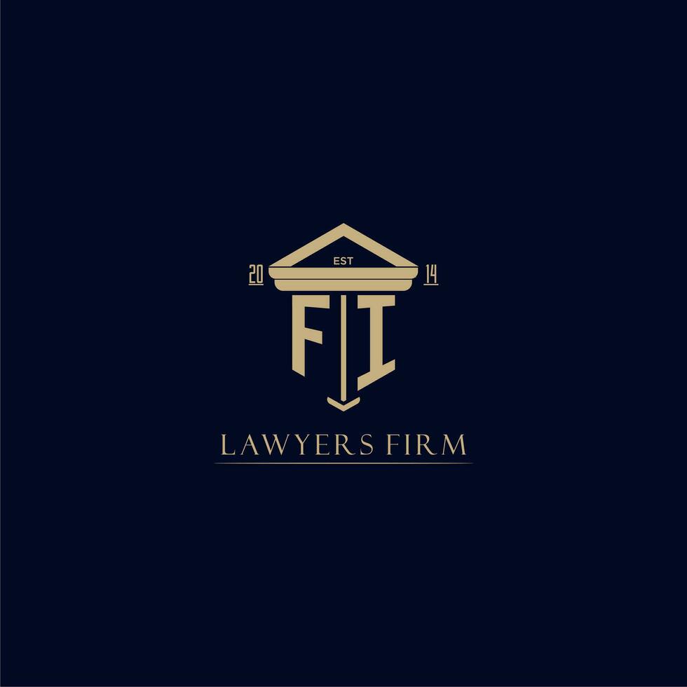 FI initial monogram lawfirm logo with pillar design vector